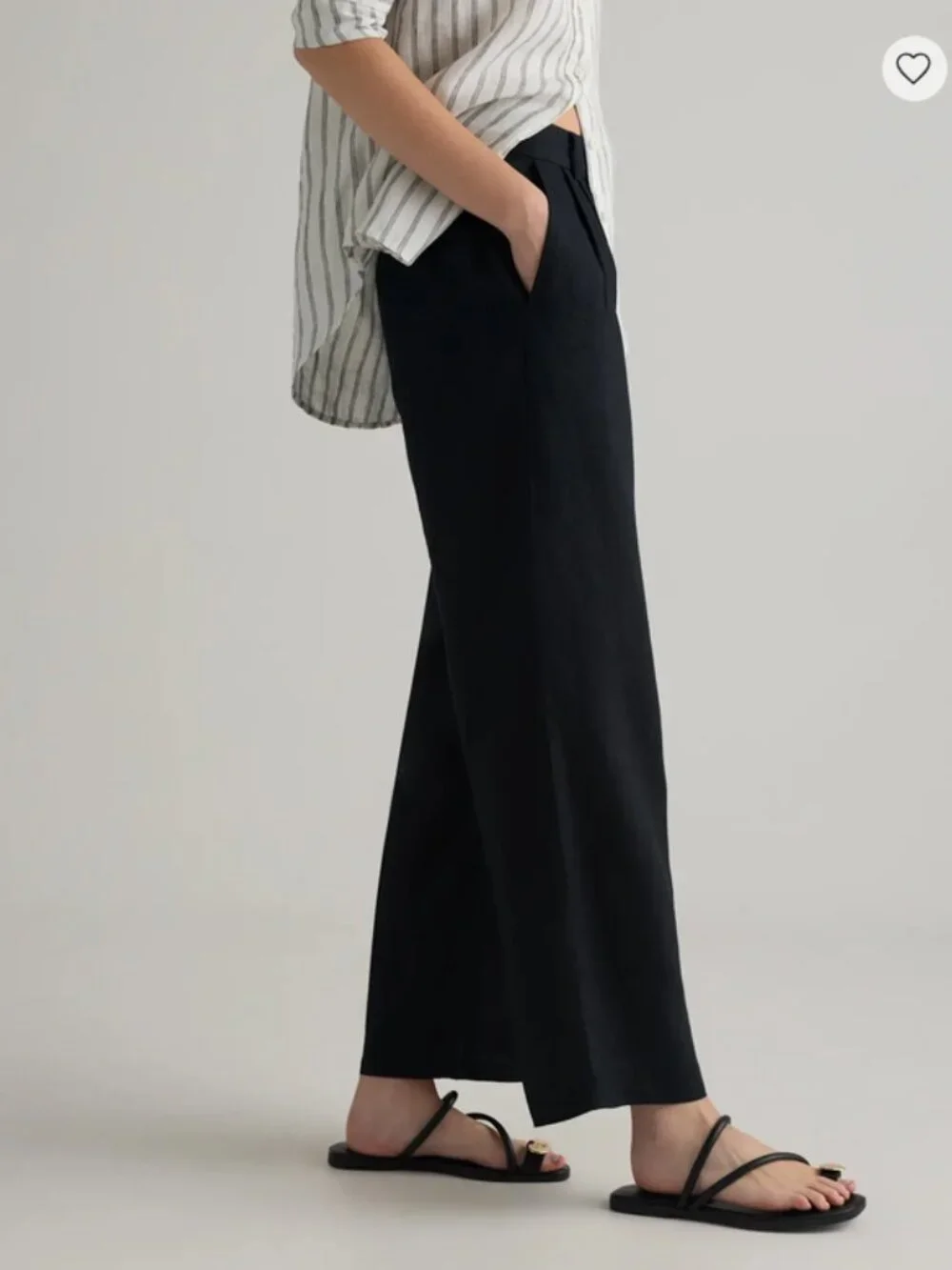 Quince 100% European Linen Pleated Trousers Black High Rise Size 0 New With Tags